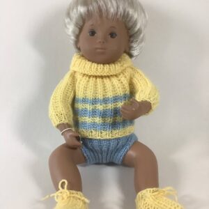 Item BT106 /Susanna's baby yellow and blue baby sweater, booties, undies