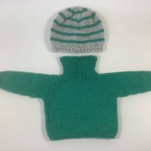 Item# Studio 010 / Susanna’s knit green sweater with coordinated hat
