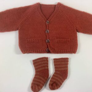 Item# Studio 005 /  Susanna’s knit rust sweater and sock set