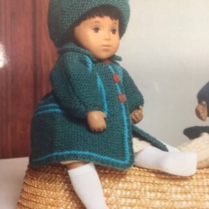 Item#BT110 / Susanna's knit baby and toddler green long coat with hat and stockings