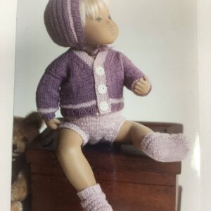 Item# BT109 / Susanna's baby and toddler purple sweater hat, undies, booties