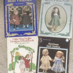Item#PB002, Nellie and Diane Durand “Miss Muffet’s Best Friends Book 1 & 2, Designer’s Workbook”, Martha Pullen “Heirloom Doll Clothes” 4 books