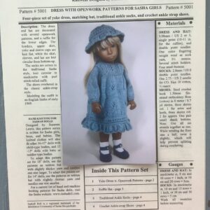Item# HKP5001 / Hand Knit Pattern / Dress with Openwork Patterns for Sasha Girls