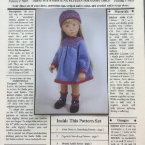 Item# HKP#5005 / Hand Knit Pattern /Dress with Smocking Pattern for Sasha Girls