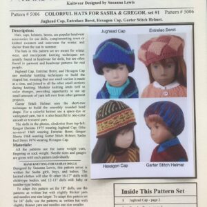 Item# HKP#5006 / Hand Knit Pattern / Colorful Hats for Sasha and Gregor