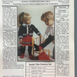 Item# MKP2102 / Machine Knit Pattern / School Clothes for Sasha Girls