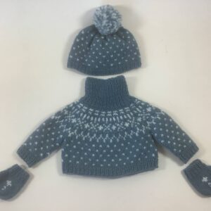 Item# Studio 012 /  Susanna’s knit 4 piece sweater/hat/mittens set