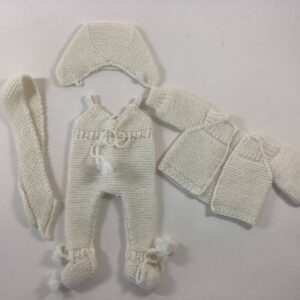 Item# Studio 015 / Susanna’s knit 4 piece ivory Bebe layette