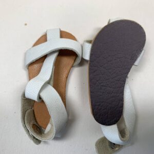 Item# SH007 / Spanner white leather sandals with Prym snaps 1968-70