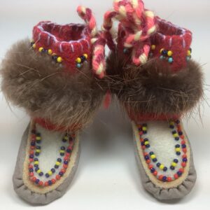 Item# SH051 / fur, felt, beaded moccasin boots