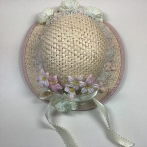 Item# H004 / Straw hat with pink floral decorations
