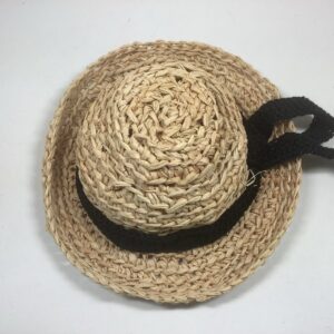 Item# H003 / Straw hat with knitted black tie