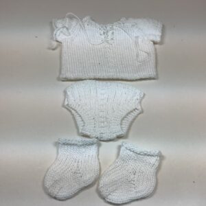 Item# BT123 / Susanna’s knit shirt, undies, socks in white