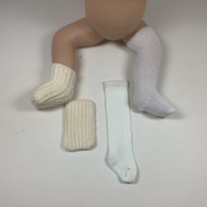 Item# BT135 / 2 pack white knee sock, ivory sock/bootie