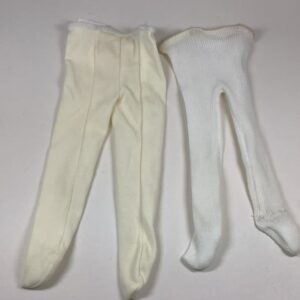 Item# BT135 / 2 tights white rib and off white seamed