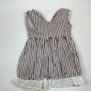 Item# SC036 / Susanna’s sewn brown and white stripe 1 piece top with bloomers