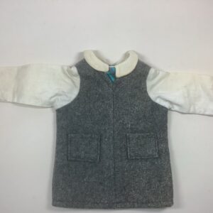Item# SC038 / grey heavy fabric dress with white cotton sleeves and collar / unknown creator