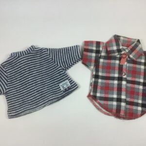 Item# SC051 / TekkB striped shirt and unknown creator plaid flannel