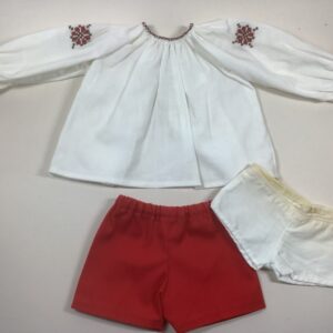 Item# SC056 / Folky smock shirt with red shorts and cotton undies / unknown creator