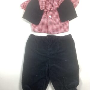 Item# SC065 /Navy cord pants and vest with red check shirt / unknown creator
