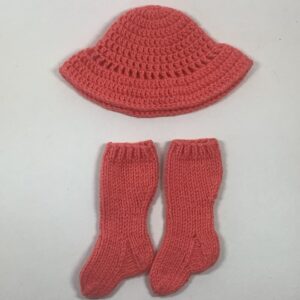 Item# SX030 / Susanna’s knit coral kneesocks and matching hat