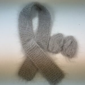 Item# HK099 / Susanna's Angora knitted scarf and mittens